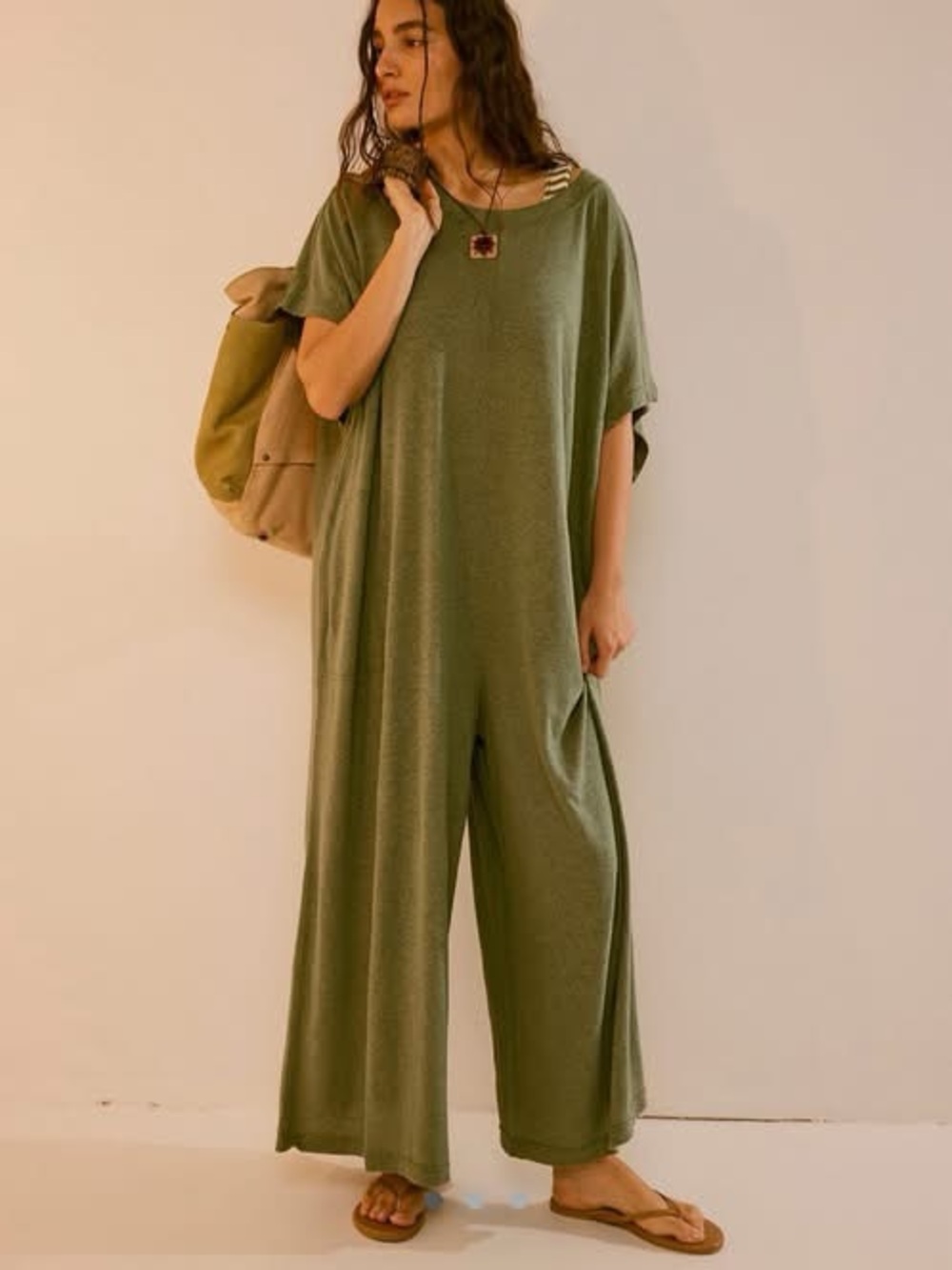 FREE PEOPLE BEACH Luster Wide Leg Jumpsuit Medium Large